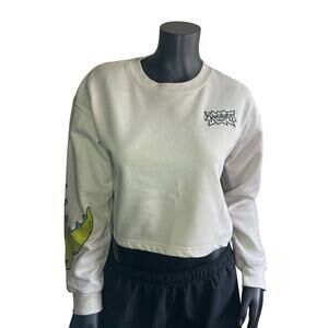 NICKELODEON-Women's Small Rugrats Cream Crop Top Sweatshirt